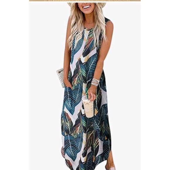 Anrabess Green Lavender Orange Summer Tropical Hawaiian Inspired Dress, XXL - Picture 1 of 6